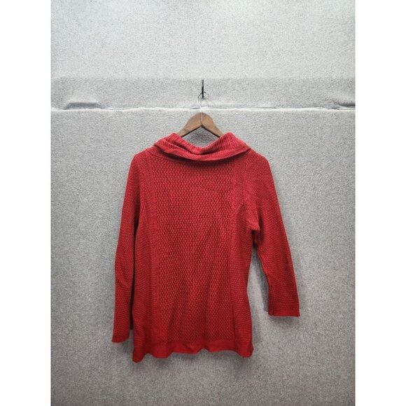 Coldwater Creek Red Cowl Neck Sweater PL Cotton & Rayon - Picture 6 of 6